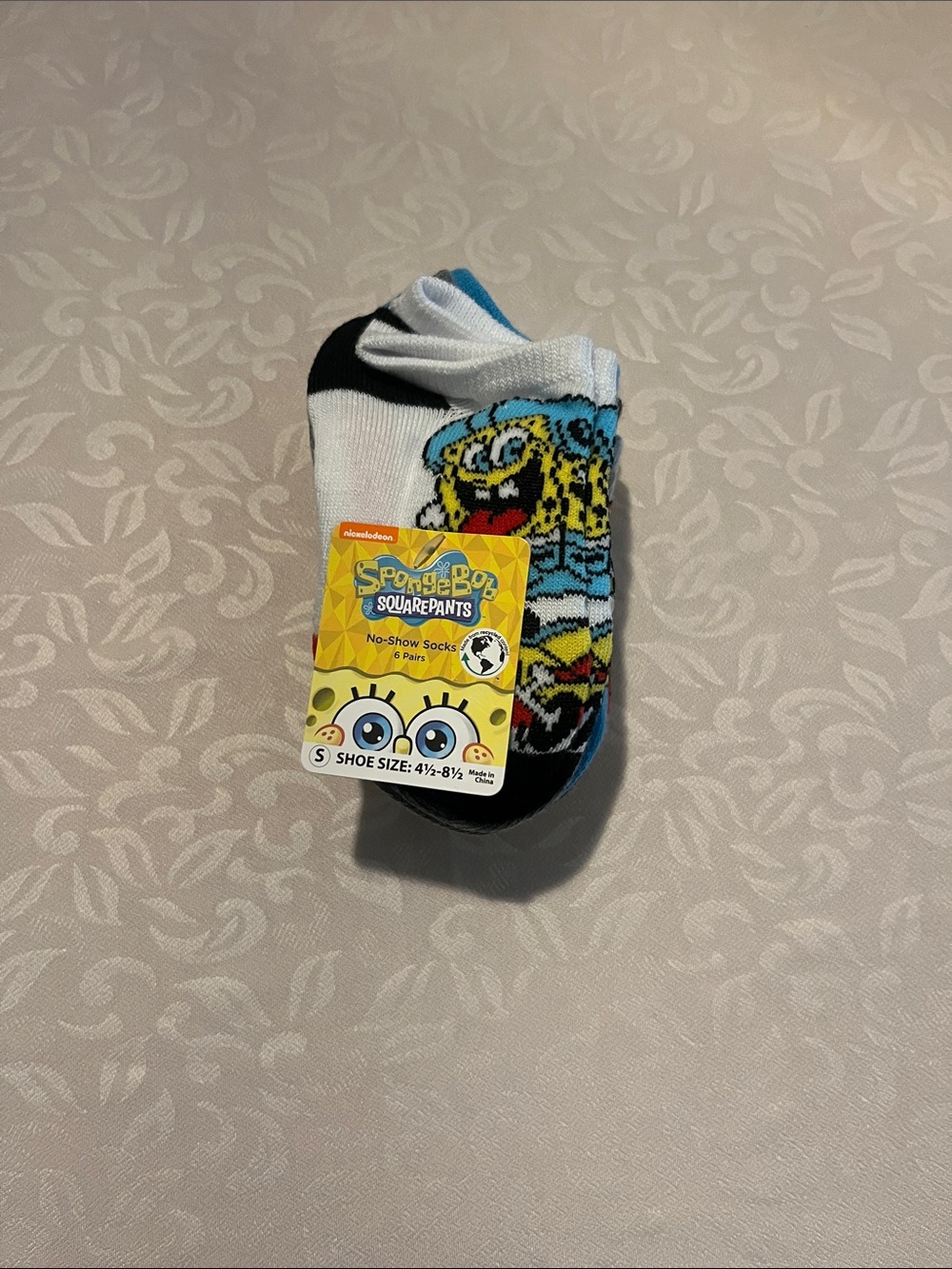 5/$20 NWT SpongeBob Squarepants No Show Socks 6 Pairs Size Small (4&1/2-8&1/2)